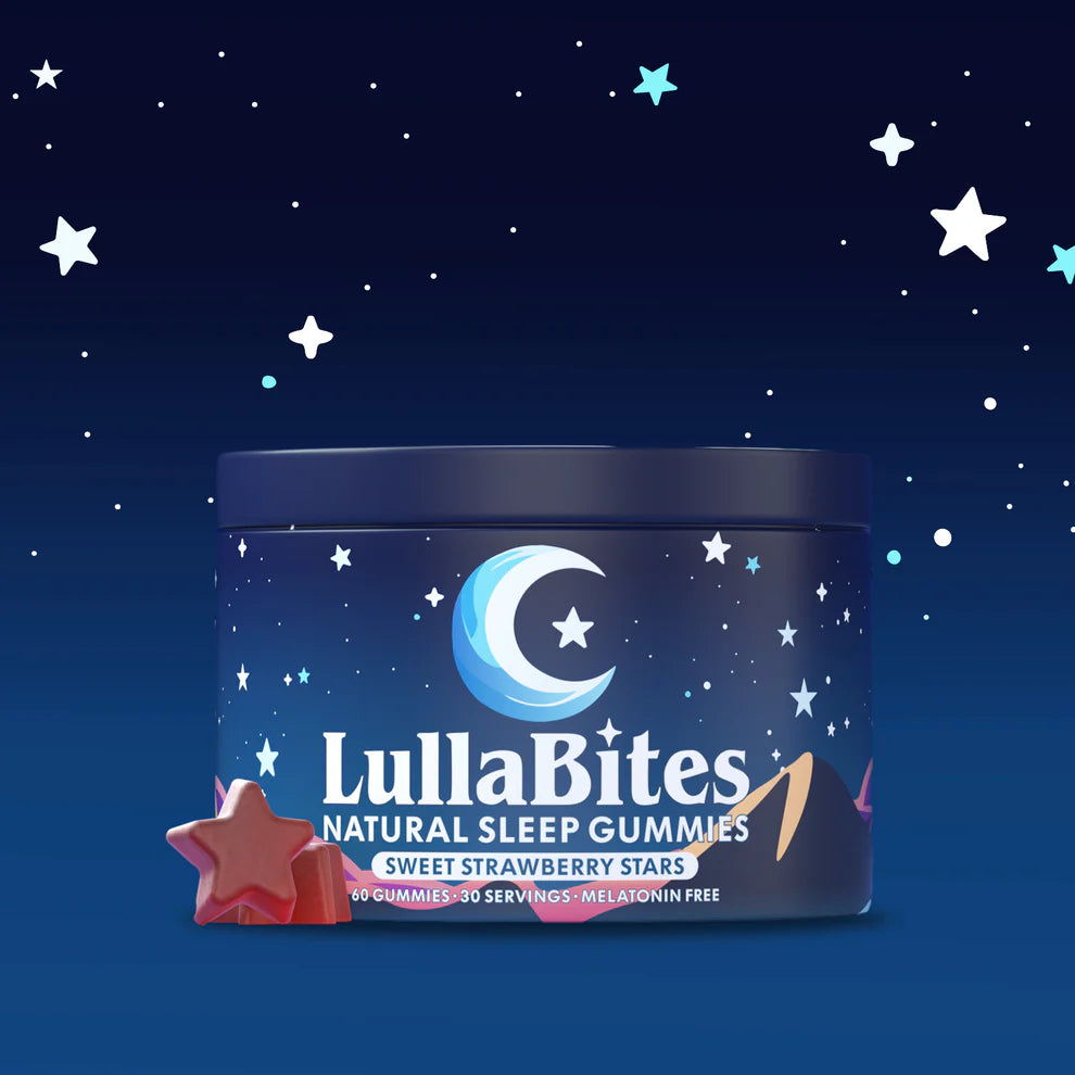 Experience Restful Nights with Lullabites Natural Sleep Gummies - Sweet Strawberry Stars (30 Servings, Melatonin-Free)